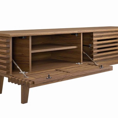 Render 60" Mid-Century Walnut TV Stand with Cabinet