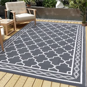Reversible Rug, Waterproof Geometric Mat for Patio, Deck & Picnics - 1 of 4