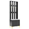 3-In-1 Particle Board Hall Tree Entryway With Bench,Coat Rack With 8 Gold Hooks And Adjustable Shoe Storage,For Hallways,Living Room-Cuddlewood - 3 of 4