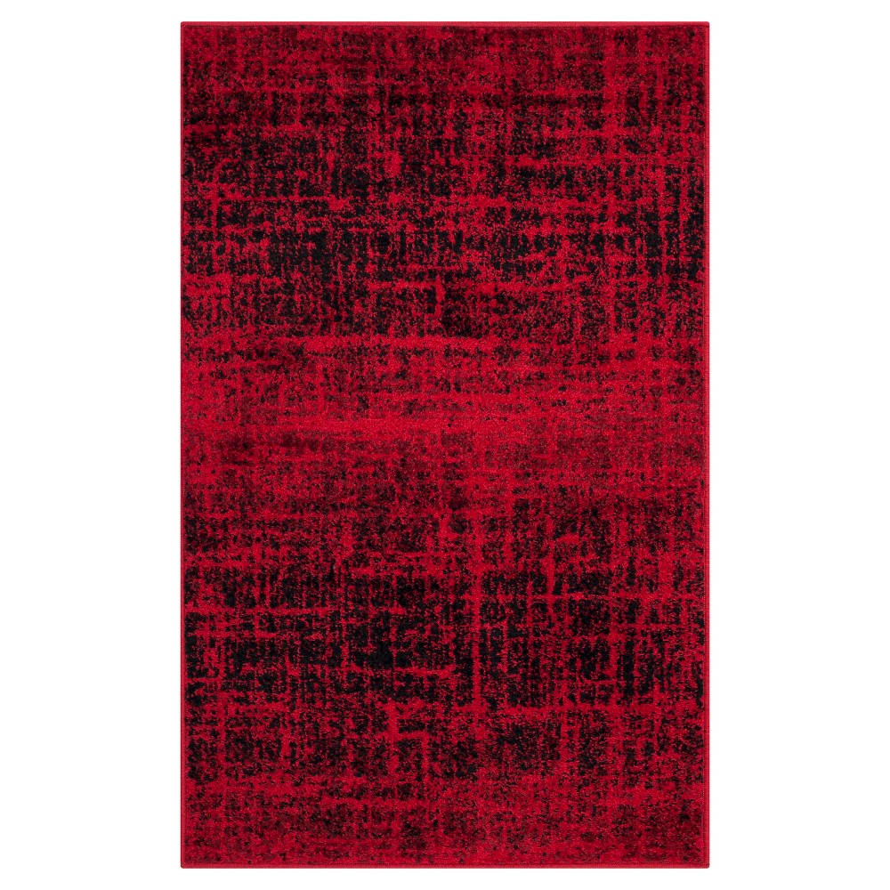 Red/Black Abstract Loomed Accent Rug