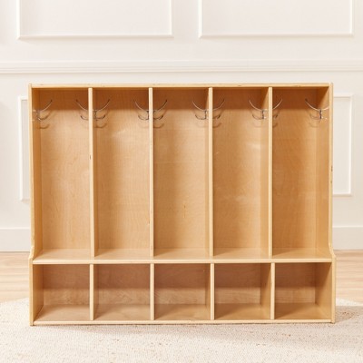 Natural Birch 5-Section Toddler Coat Locker with Bench