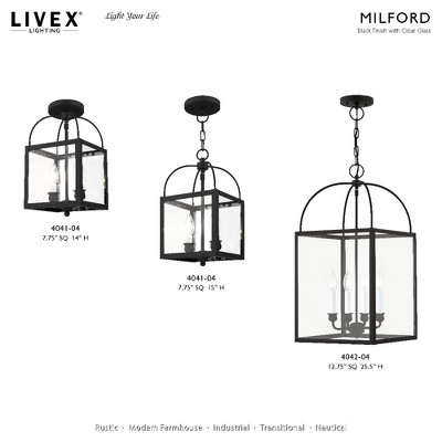 Elegant Milford Mini Pendant with Clear Glass and Black Finish