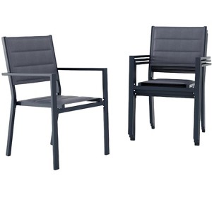 Stackable Patio Chairs Set of 4 - Outdoor Aluminum Dining Chairs with Armrest, 300Lbs Weight Capacity, Wider Seat for Balcony, Garden, Backyard - 1 of 4