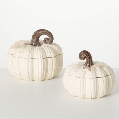 5.25"H and 5.75"H Sullivans Pumpkin Bowl - Set of 2, Multicolored