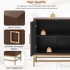 Rattan Cabinet, Sideboard Buffet Cabinet with 2 Adjustable Height Shelf, Metal Handle and Legs, 220 Lbs Weight Capacity, Retro Accent Storage Cabinet - 3 of 4