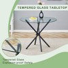 CAVINAS Modern Simple Dining Table with Ring-Shaped Gathered Silver Metal Legs, 36.6" Round Table with Circular Transparent Tempered Glass - 4 of 4
