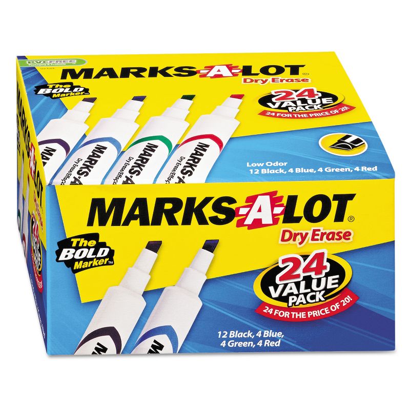 Avery Marks-A-Lot Desk-Style Dry Erase Marker Chisel Tip Assorted 24/Pack 98188, 1 of 9