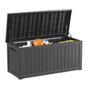 Decksplore 270 Gallon Outdoor Storage Box Patio Deck Box Waterproof, Resin Lockable Outside Large Storage Bin - 1 of 4