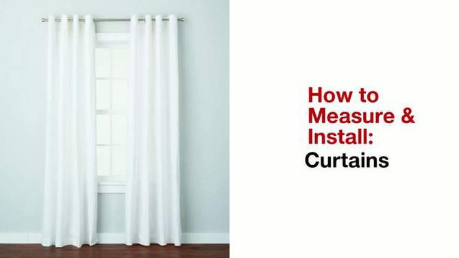 1pc Light Filtering Textured Weave Window Curtain Panel Cream - Threshold™, 4 of 7, play video