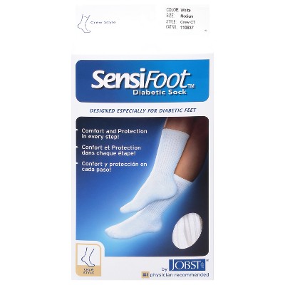 Jobst SensiFoot Crew Socks White Medium 110837, 1 Pair