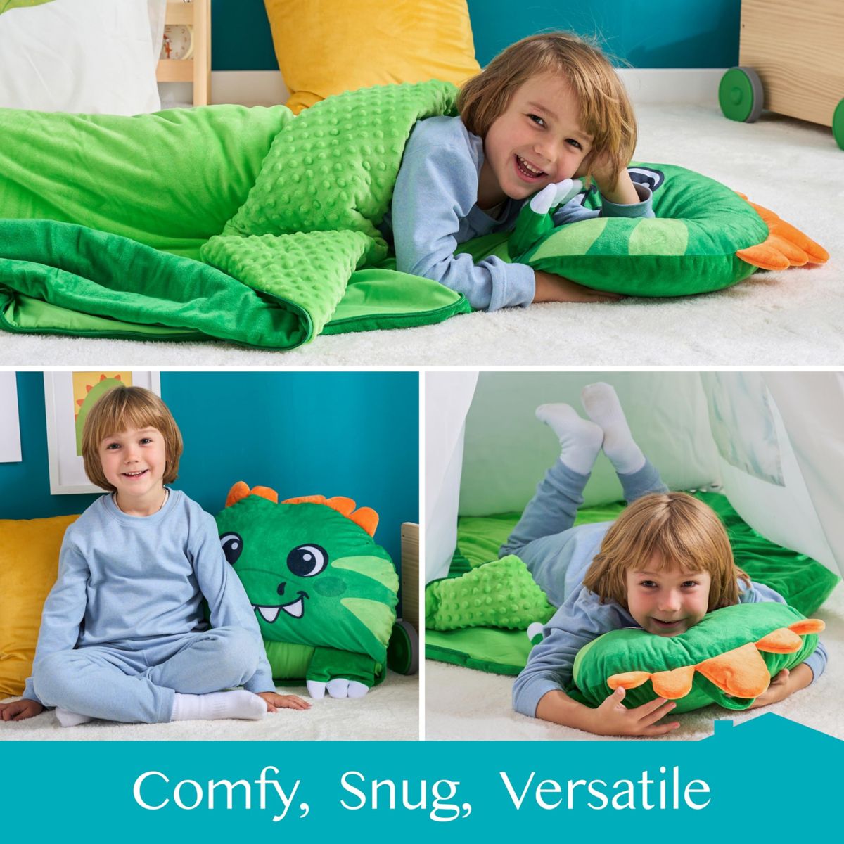 Kids Sleeping Bag Toddler Nap Mat with Pillow & Blanket 60" x 39" for 4 5 6 Year Old Boys Girl Soft Plush Sleeping Mat Preschool Kids Birthday Gifts - thumbnail 2