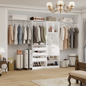 Aheaplus 80"-120" Closet System with Door and Wooden Drawers - 1 of 4