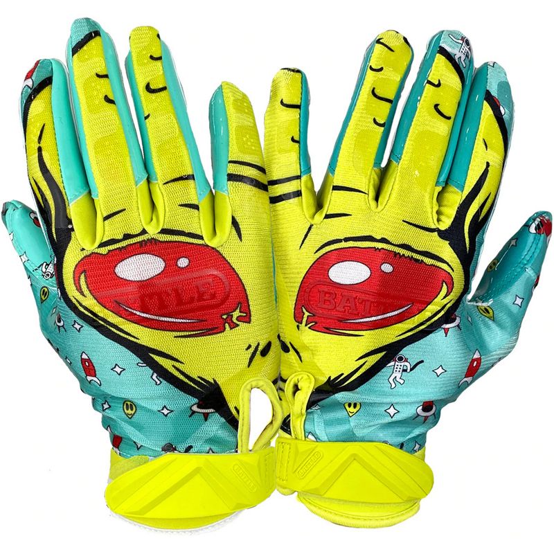 Battle Sports Alien Cloaked Adult Football Gloves - Turquoise/Green, 1 of 7