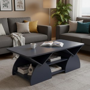 Homy Casa Engineered Wood Rectangular Coffee Table with 6 Storage Compartments and Rounded Corners, Modern Living Room Accent Table - 1 of 4