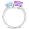 EVERLY JEWELRY | Sterling Silver 3 5/8 CT TGW Sky Blue Topaz and Pink Amethyst 2-Stone Toiet Moi Ring - 4 of 4