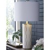 Signature Design by Ashley Faridworth 30" Polyresin Table Contemporary Lamp with Mosaic Base, White Finish & Brass Accents - 2 of 3