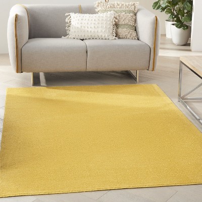 Yellow 4' x 6' Solid Synthetic Indoor/Outdoor Rug