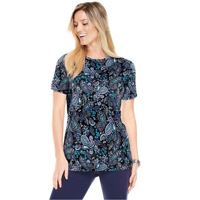 Woman Within Women's Plus Size Perfect Printed Short-Sleeve Crewneck Tee