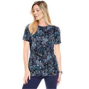 Woman Within Women's Plus Size Perfect Printed Short-Sleeve Crewneck Tee - 1 of 4