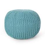 Hortense Modern Knitted Cotton Round Pouf - Christopher Knight Home
