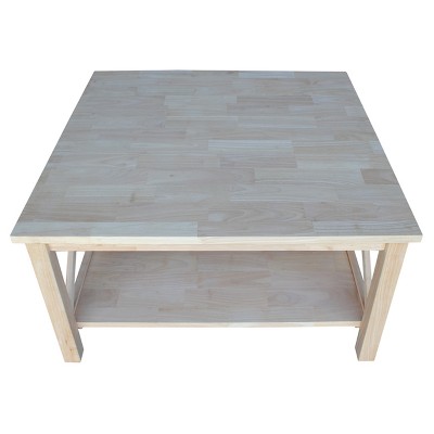 Hampton 41" Natural Wood Square Coffee Table with Storage
