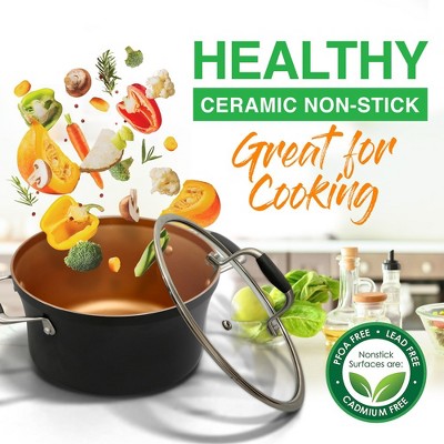 14-Piece Copper Non-Stick Aluminum Cookware Set