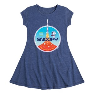 Girls' - Peanuts - Space Traveler Snoopy Fit & Flair Cap Sleeve Dress - 1 of 3