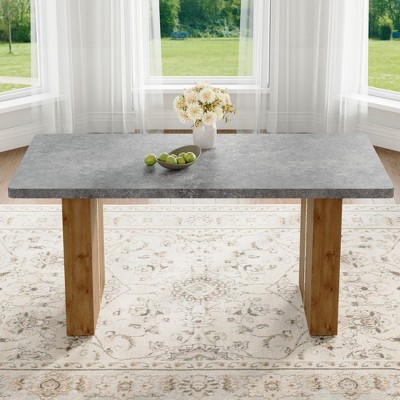 NicBex 67" Modern Rectangle  Dining Table,Kitchen Table with Gray Tabletop and MDF Table Legs for 6-8 Seaters,Gray