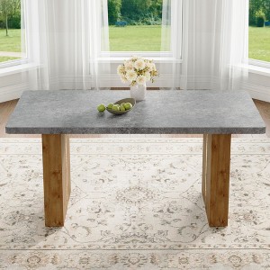 NicBex 67" Modern Rectangle  Dining Table,Kitchen Table with Gray Tabletop and MDF Table Legs for 6-8 Seaters,Gray - 1 of 4