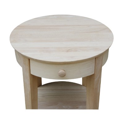 Elegant Solid Parawood Round End Table with Storage