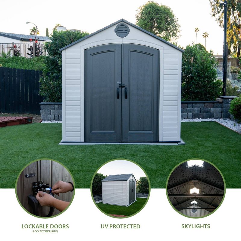 Lifetime 8&#39; x 7.5&#39; Outdoor Storage Shed Desert Sand, 6 of 10