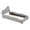 Whisen Velvet Platform Bed with Bear-Shaped Headboard and Bed-End Storage Pocket - 3 of 4