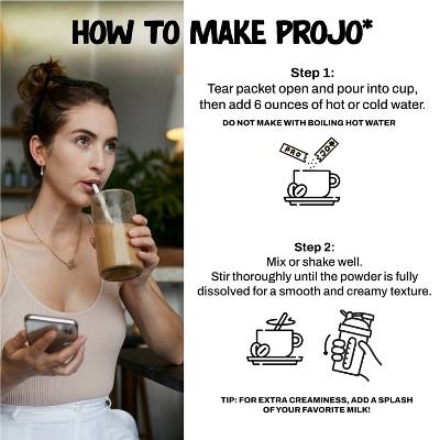 Projo Power Coffee with Collagen Bold Black Medium Roast Medium Dark Roast Instant Coffee - 1.98oz/4ct