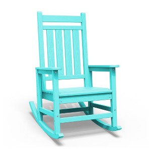 Hyleory HDPE Modern Resin Outdoor Rocking Chair, Patio Adirondack Chair for All Seasons - 1 of 4
