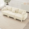 3‑Seater Boucle Sofa Couch with 3 Pillows, Upholstered Sofa with Wooden Frame, Minimalist Polyester Fabric Living Room Sofa-Koiai - 3 of 4