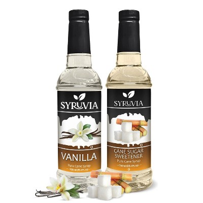 Syruvia Coffee Flavors Variety Pack: Vanilla & Cane Sugar Sweetener 25.4 fl oz Syrup