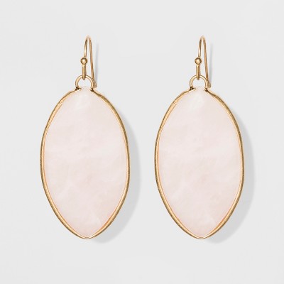 Marquis Shape Semi-Precious Rose Quartz Drop Earrings - Universal Thread™ Light Pink