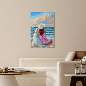Art Remedy Girl and Her Best Friend Colorful Coastal Wall Art Unframed - 1 of 4