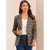 INSPIRE CHIC Women's Notched Lapel One Button Boyfriend Plaid Suit Blazer - 2 of 4