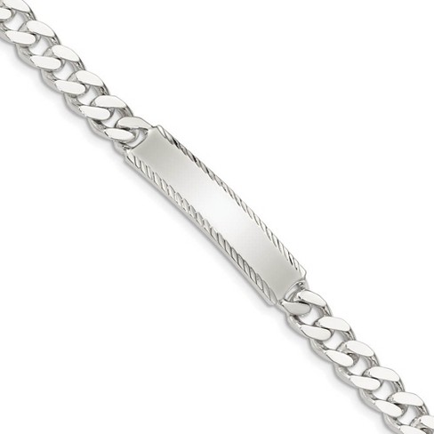 Black Bow Jewelry 7mm Sterling Silver Diamond-Cut Engravable Curb Link I.D. Bracelet - image 1 of 4