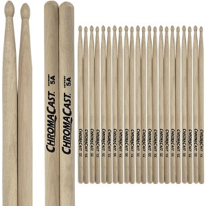 ChromaCast 5A USA Made Hickory Drumsticks Pair - Wood Tipped - Drum Sticks Tour Tested by Pro Drummers - Real American Hickory Wood - 1 of 4