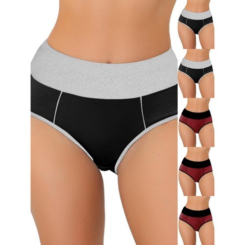 INSPIRE CHIC Women's High Waist Tummy Control Color-Block Available in Plus Size Briefs 6 Packs - image 1 of 4