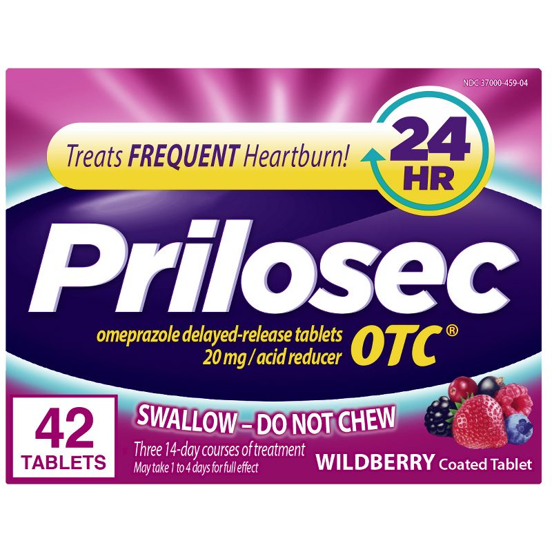 Prilosec OTC Omeprazole 20mg Delayed-Release Acid Reducer for Heartburn Relief Wildberry Tablets - 42ct, 1 of 14