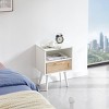 KTMBDW Rattan Nightstand, Boho Side Table with Drawer Open Shelf, Cane Accent Bedside End Table with Wood Legs for Bedroom and Small Spaces - 2 of 4