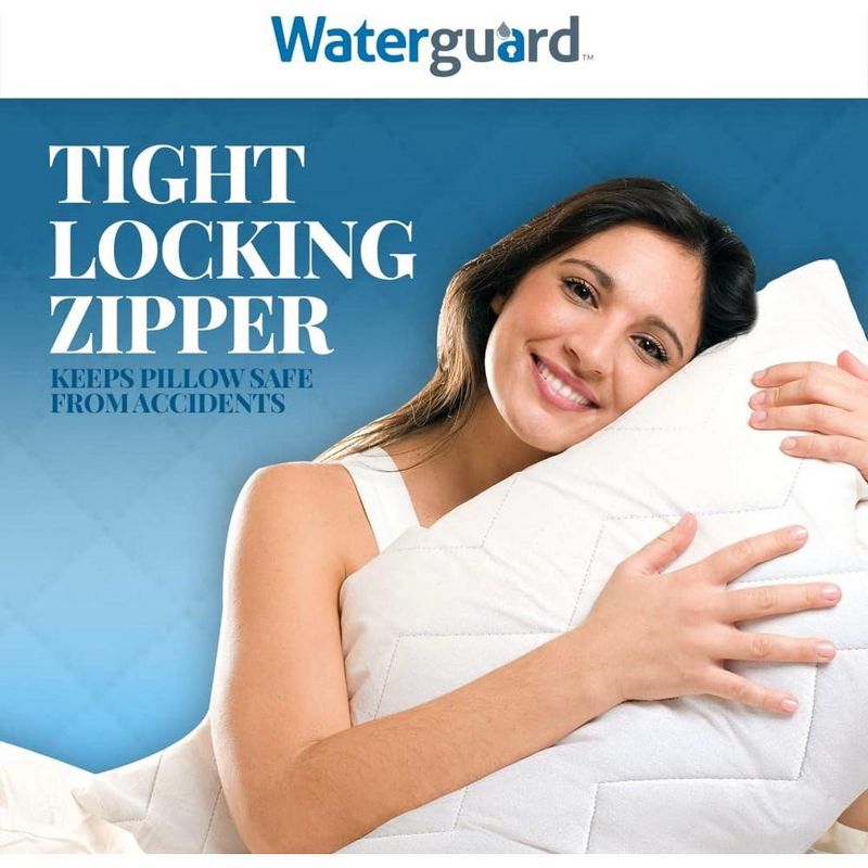 Waterguard Quilted Pillow Protector Cotton White Set of 4 - Queen, 4 of 9
