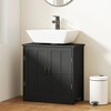 kleankin Pedestal Under-Sink Cabinet, Bathroom Storage Unit with Double Doors and Adjustable Shelf, Black - 3 of 4