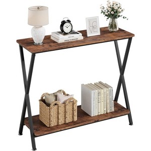 41.3/33.5" Industrial Narrow Console Table, 2-Tier Entryway Wood Table w/Metal Frame for Entryway, Hallway, Living Room - 1 of 4