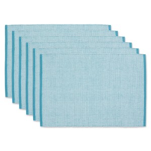 DII Ribbed Recycled Cotton/Poly Placemat Set 6 Piece, Storm Blue, 13x19" - 1 of 4