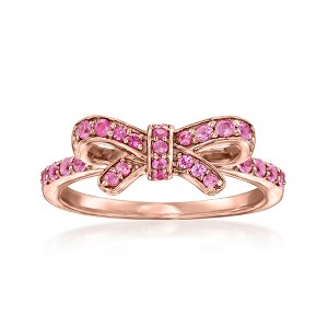 Ross-Simons 0.30 ct. t.w. Pink Sapphire Bow Ring in 18kt Rose Gold Over Sterling - 1 of 4