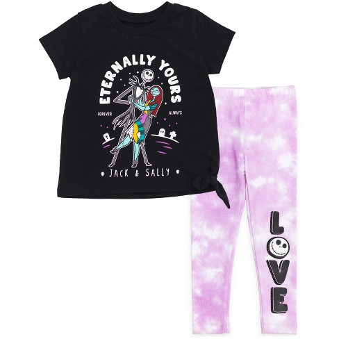 Disney Nightmare Before Christmas Jack Skellington Sally Big Girls T-shirt  And Leggings Outfit Set Black / Pink 14-16 : Target